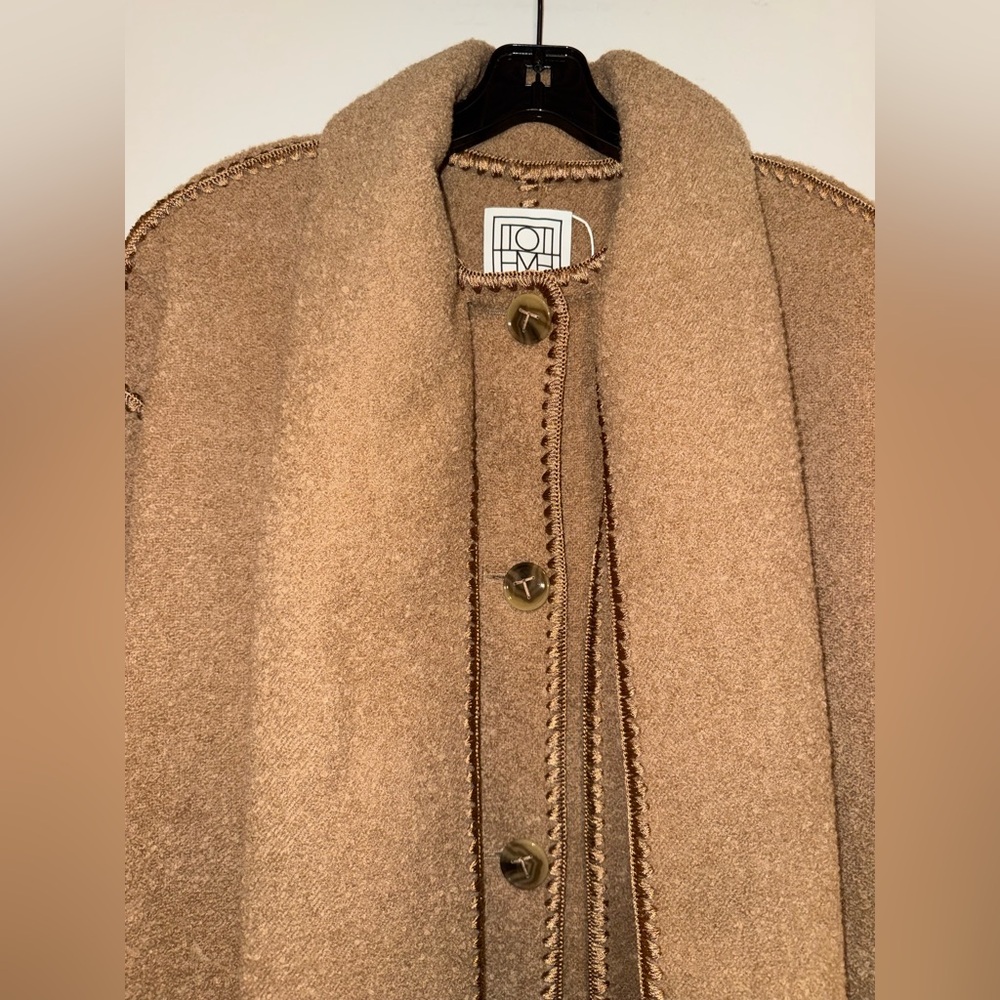 Toteme Embroidered Scarf Coat, 34, Camel - Picture 4 of 16